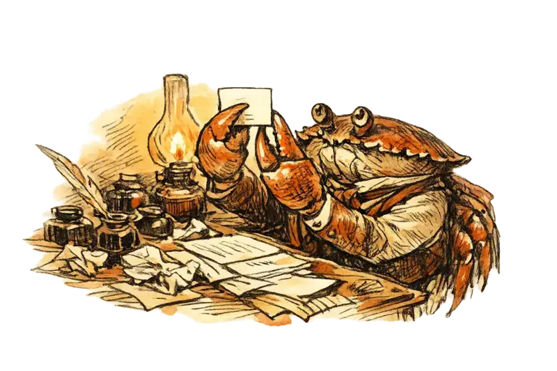 Sir John Crabstone holds a blank slip of paper up to the light at his writing desk