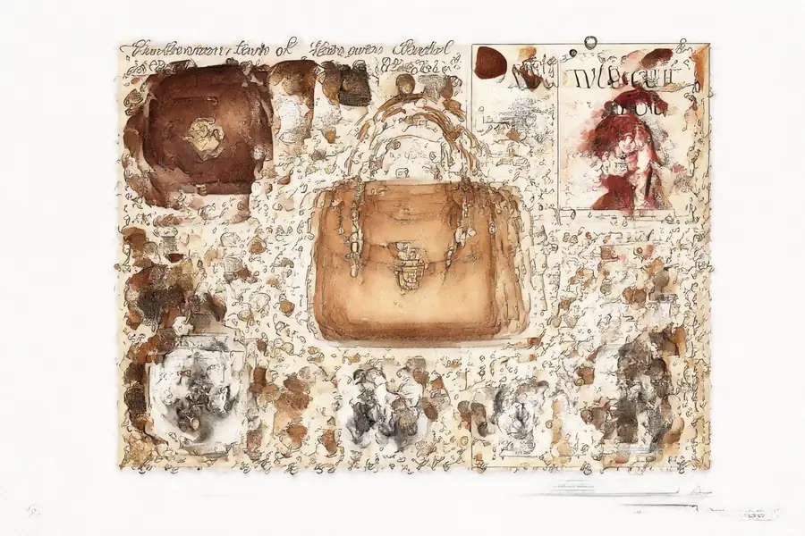 A Pinterest-style mood board of luxury fashion images dwarfing a small abandoned AI chatbot interface.